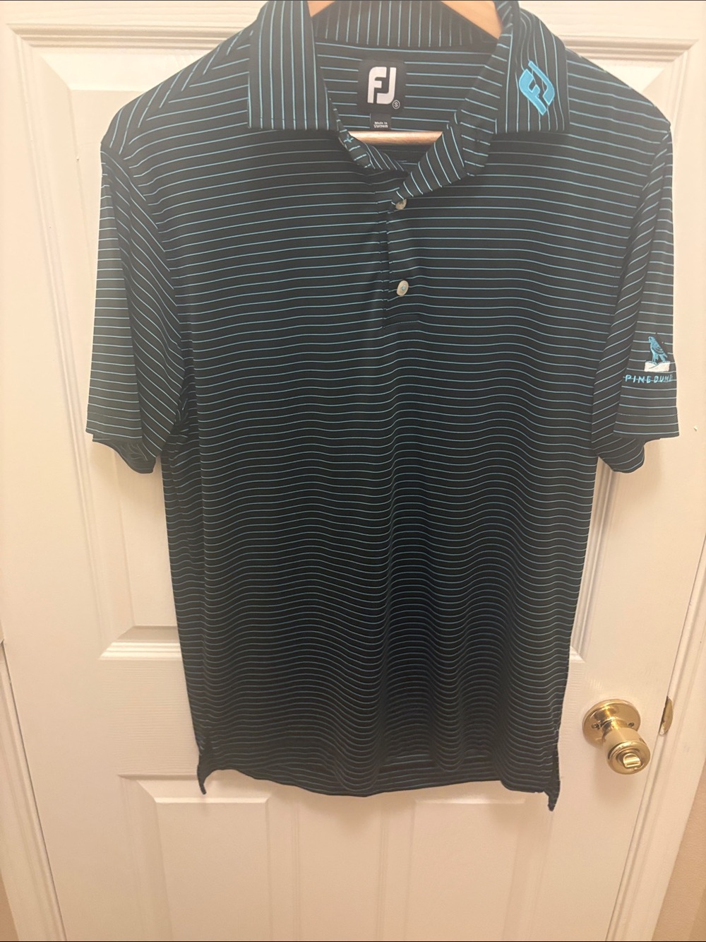 FootJoy Men’s Black Polo with Teal Stripe Accent A118